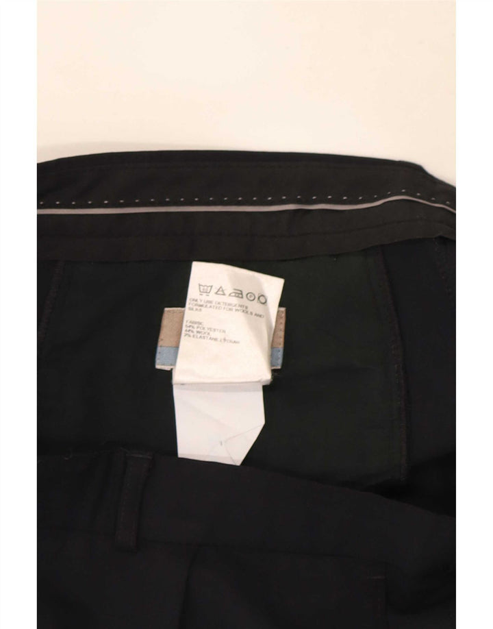 Marks & Spencer Mens Pegged Suit Trousers W34 L31 Navy Blue Polyester