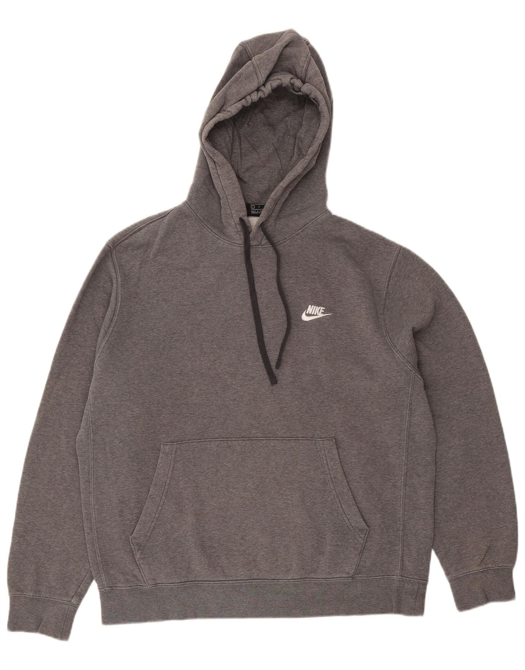 NIKE Mens Hoodie Jumper Large Grey Flecked Cotton