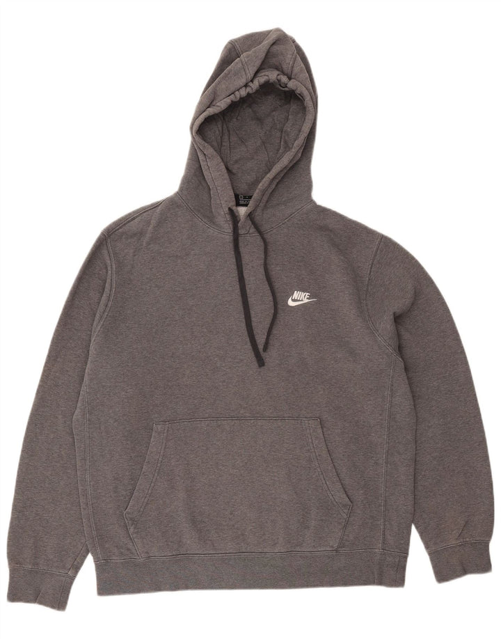 NIKE Mens Hoodie Jumper Large Grey Flecked Cotton