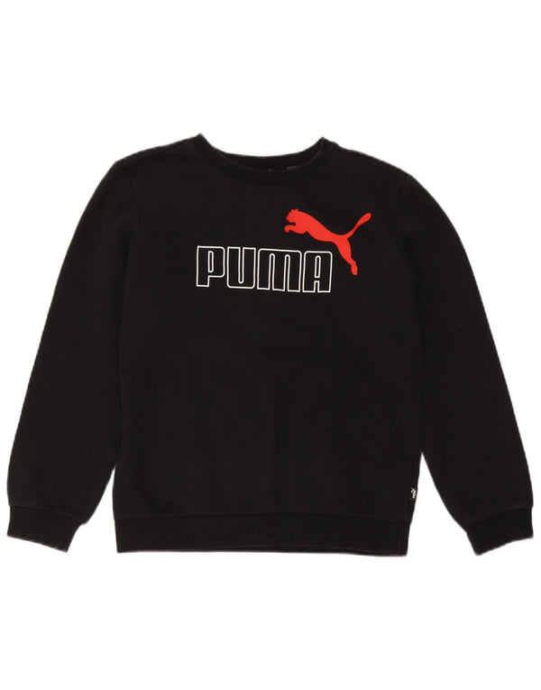 Puma Boys Graphic Sweatshirt Jumper 13-14 Years Black Cotton