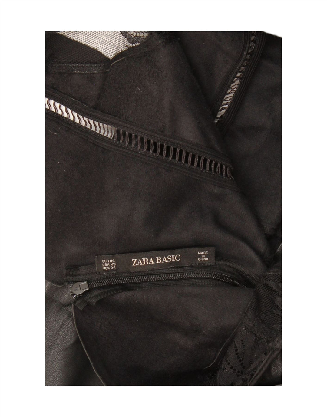 ZARA Womens Sleeveless Leather Sheath Dress UK 4 XS Black