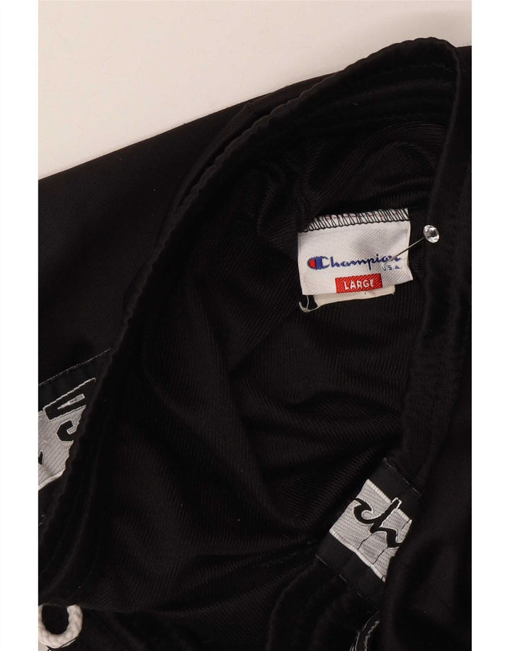Champion Mens Graphic Tracksuit Trousers Large Black Colourblock Polyester