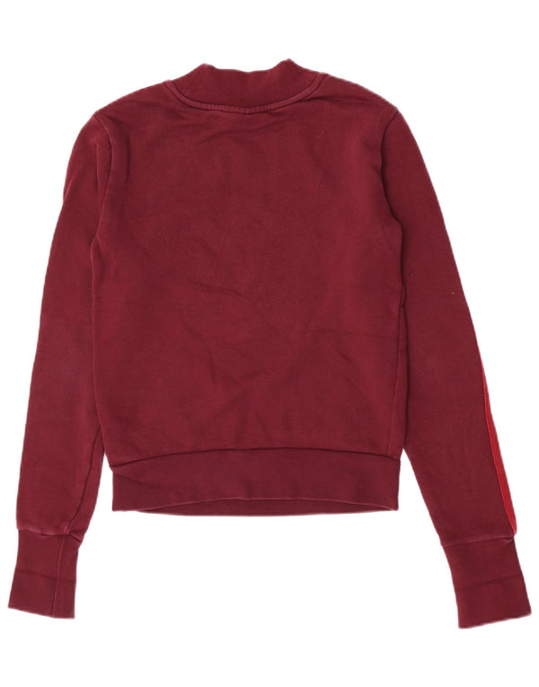 Adidas Womens Sweatshirt Jumper UK 8 Small Burgundy Cotton
