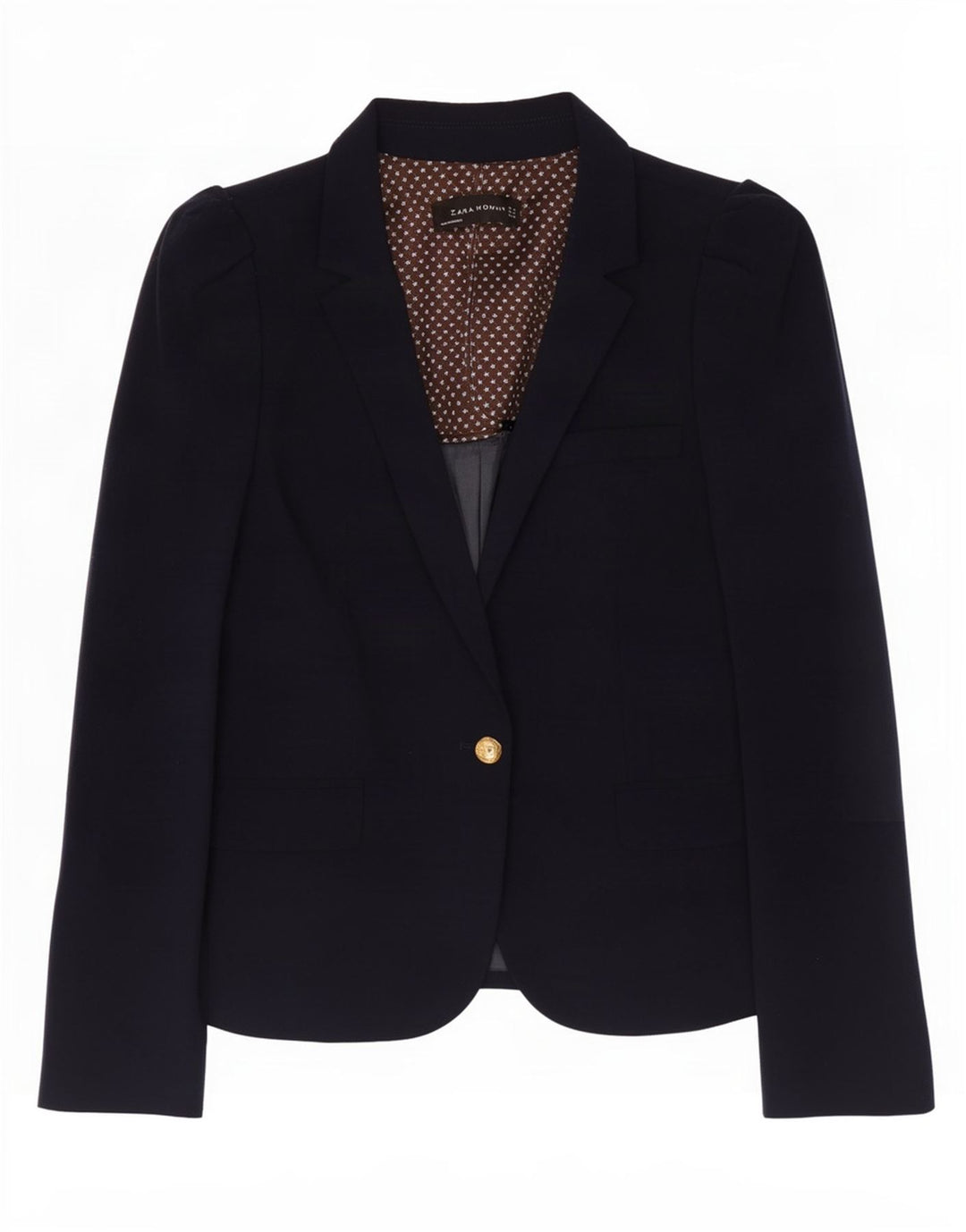 Zara Womens 1 Button Blazer Jacket UK 12 Medium Navy Blue