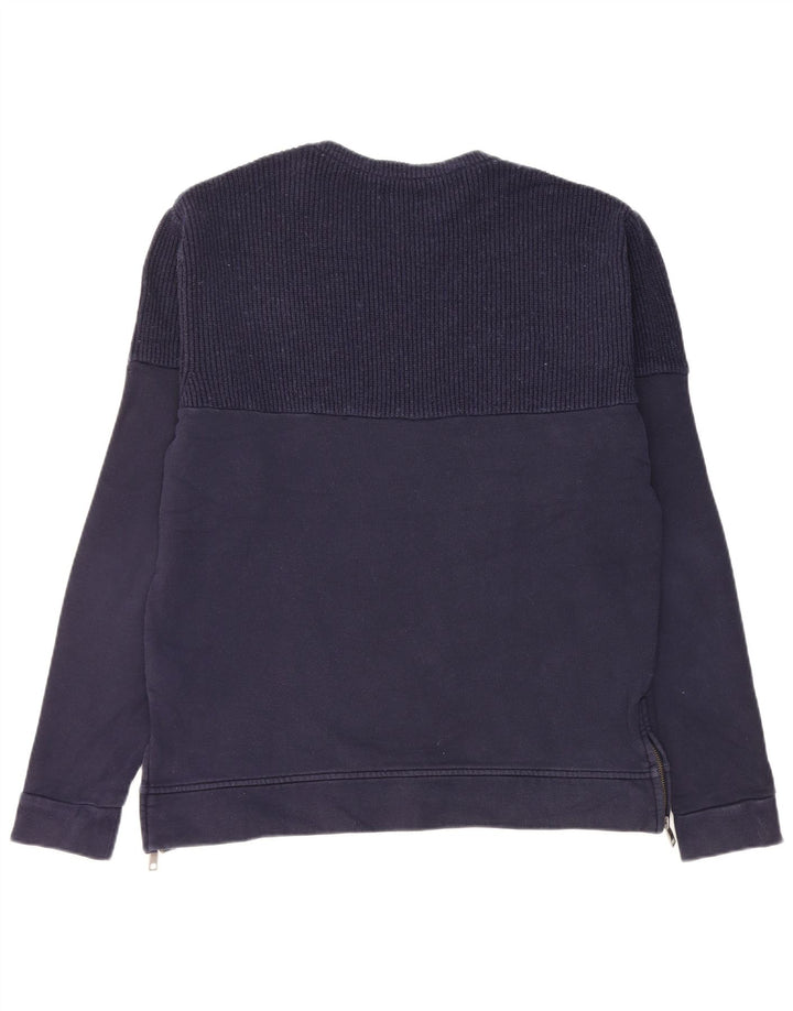 Zara Mens Sweatshirt Jumper Large Navy Blue Cotton