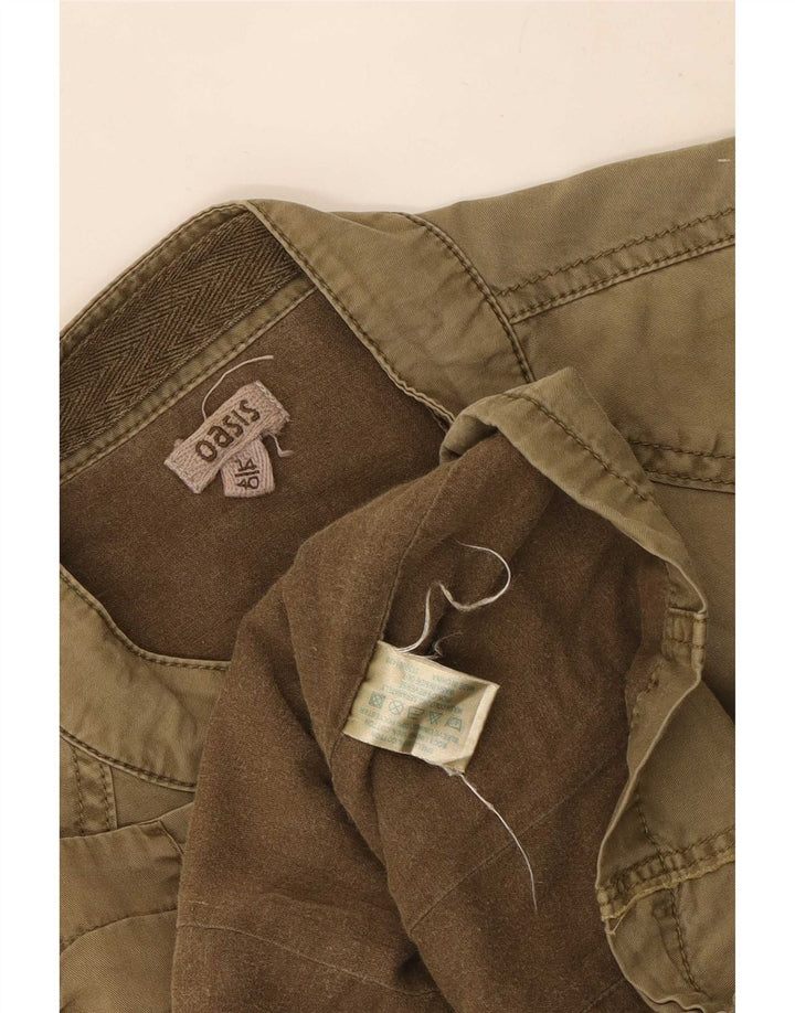 Oasis Womens Utility Jacket UK 14 Medium Khaki Cotton