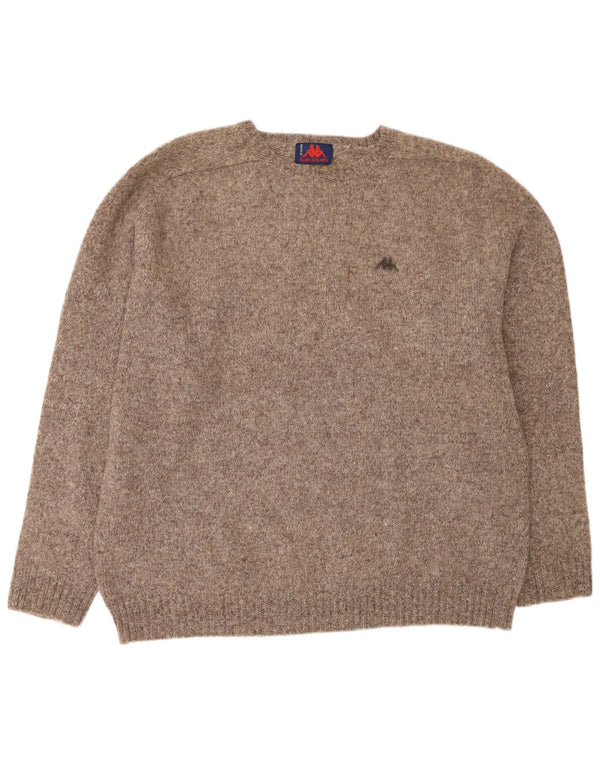 KAPPA Mens Crew Neck Jumper Sweater 2XL Brown Flecked Wool