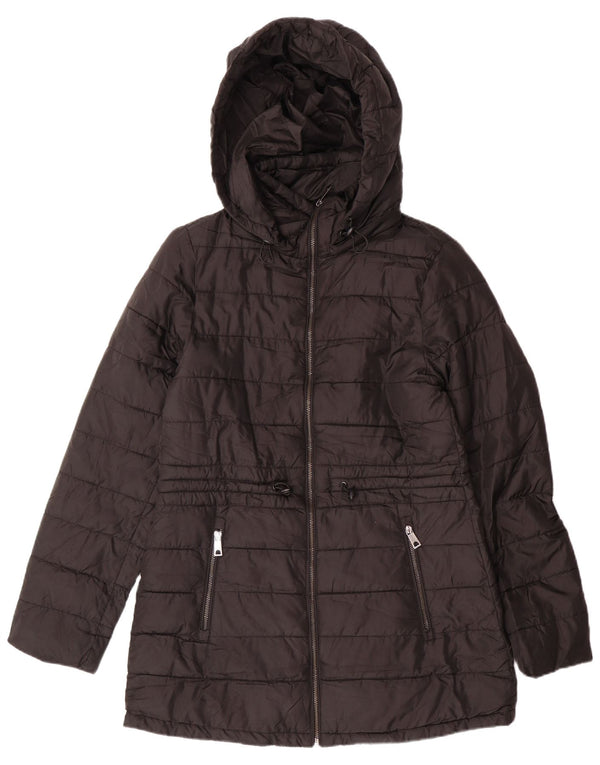 ZARA Womens Hooded Padded Jacket UK 10 Small Black Polyester