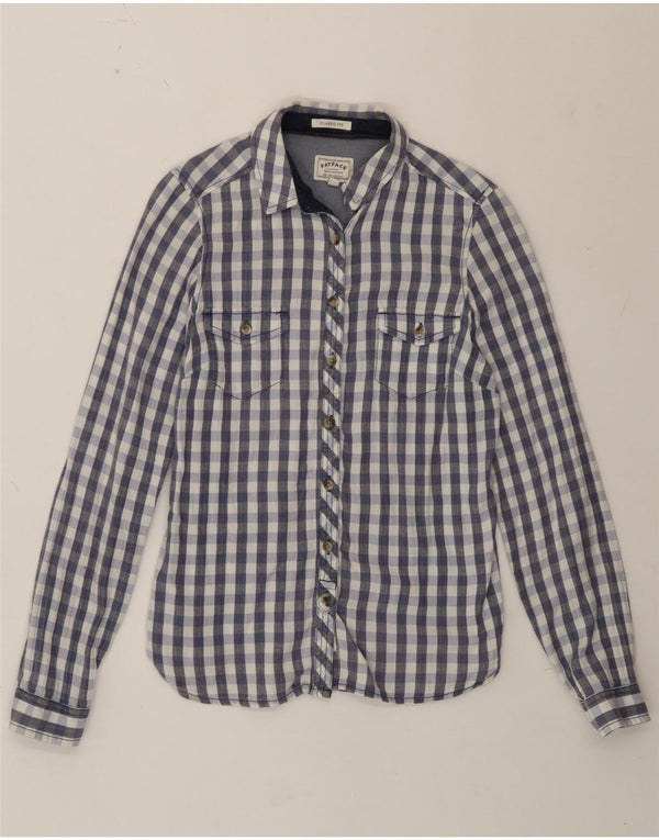 Fat Face Womens Classic Fit Shirt UK 12 Medium Blue Gingham Cotton