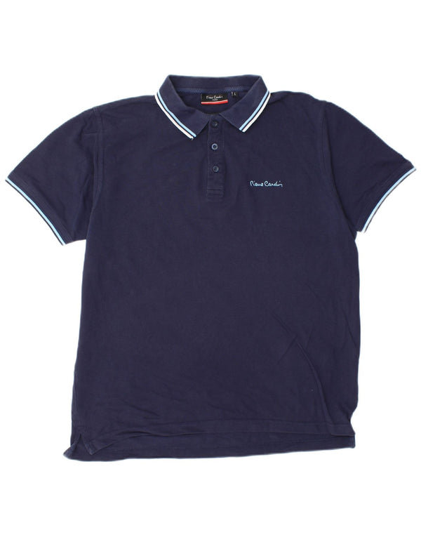 PIERRE CARDIN Mens Regular Fit Polo Shirt Large Navy Blue Cotton