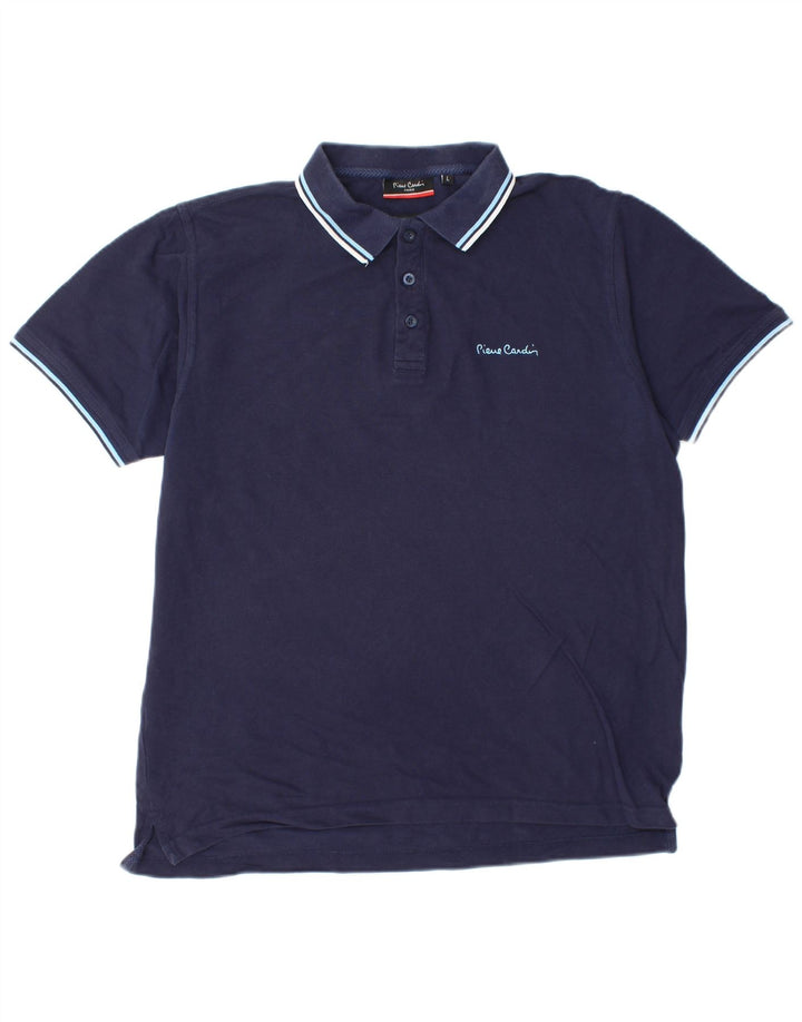 PIERRE CARDIN Mens Regular Fit Polo Shirt Large Navy Blue Cotton