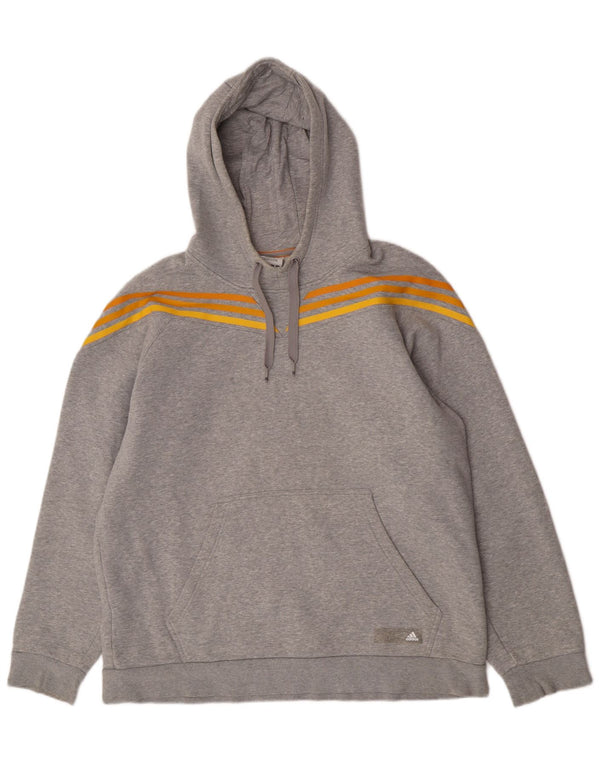 Adidas Mens Hoodie Jumper XL Grey Flecked Cotton