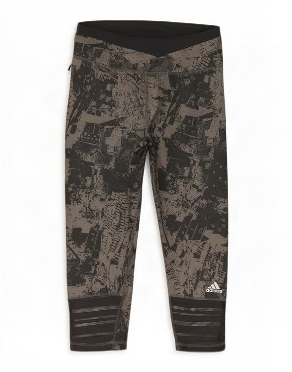 Adidas Womens Climacool Abstract Pattern Leggings UK 12/14 Medium Green