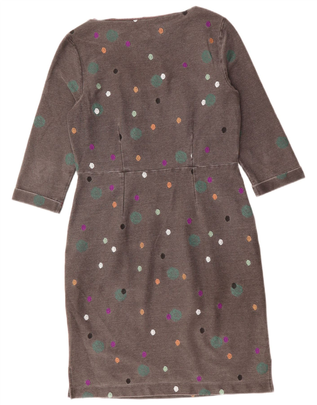 WHITE STUFF Womens 3/4 Sleeve Sheath Dress UK 12 Medium  Grey Spotted