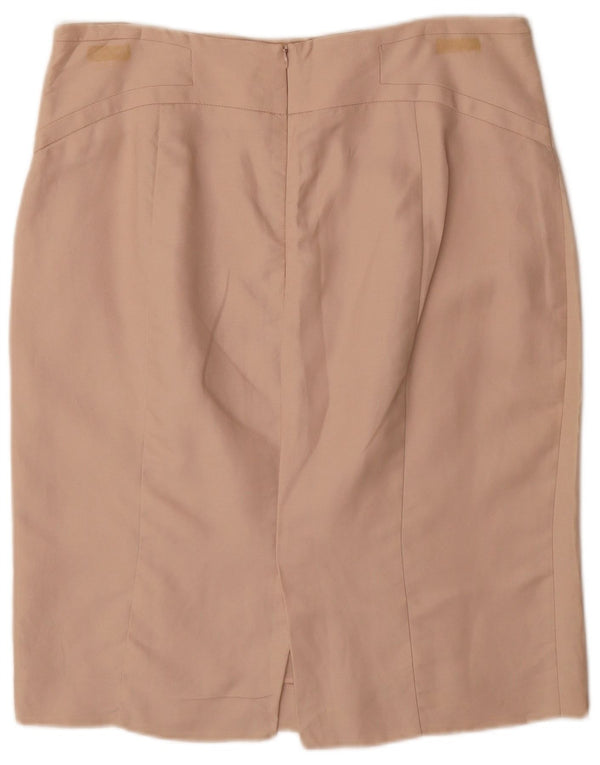 ZARA Womens High Waist Pencil Skirt XL W32  Beige Rayon