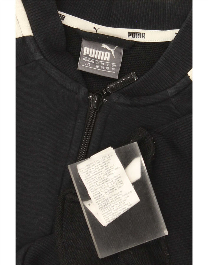 Puma Womens Tracksuit Top Jacket UK 14 Medium Black Colourblock Cotton
