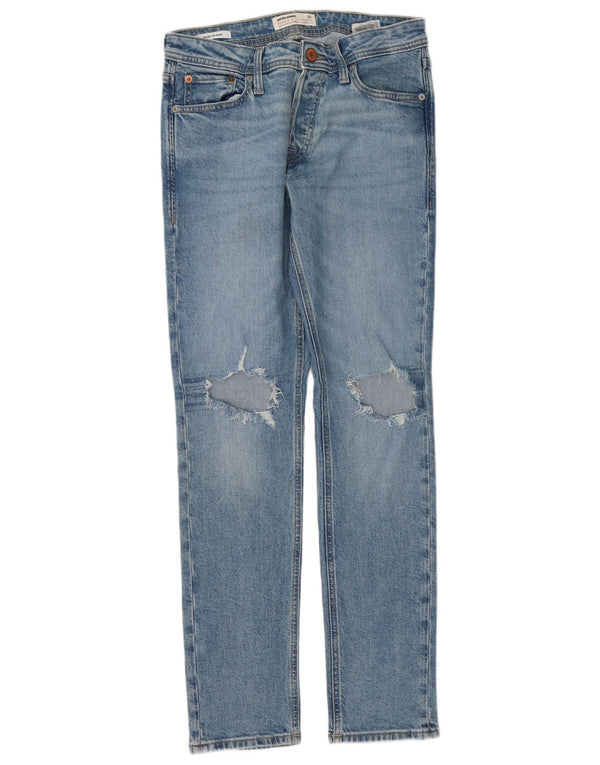Jack & Jones Mens GLENN Distressed Slim Jeans W30 L32 Blue Cotton