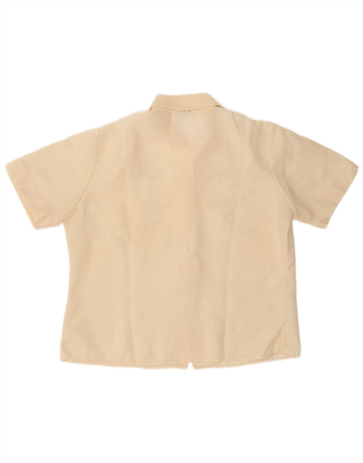 VINTAGE Womens Short Sleeve Shirt Blouse UK 14 Medium Yellow Floral