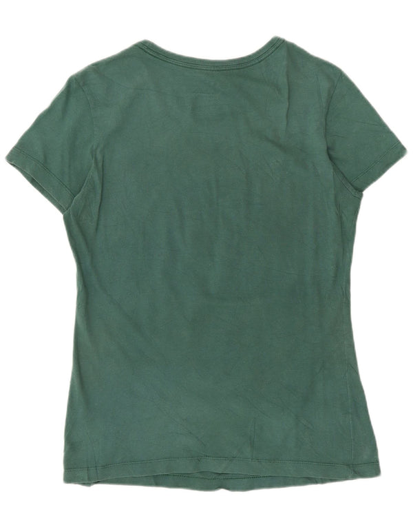 Nike Womens Slim Fit Graphic T-Shirt Top UK 12 Medium Green Cotton