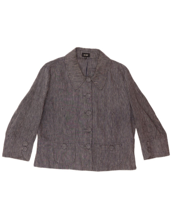 Hobbs Womens 5 Button Blazer Jacket UK 12 Medium Navy Blue Pinstripe