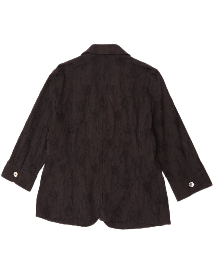 Perte by Krizia Womens 2 Button Blazer Jacket Size 25 Large Black Floral
