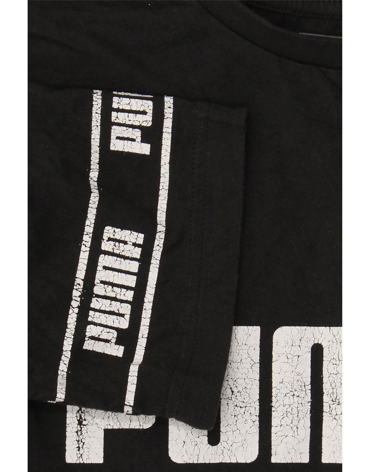 PUMA Boys Graphic T-Shirt Top 13-14 Years Large Black Cotton