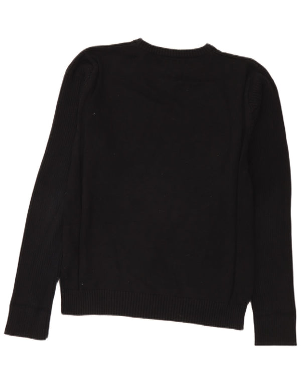 Jack & Jones Mens Graphic Crew Neck Jumper Sweater Large Black Cotton