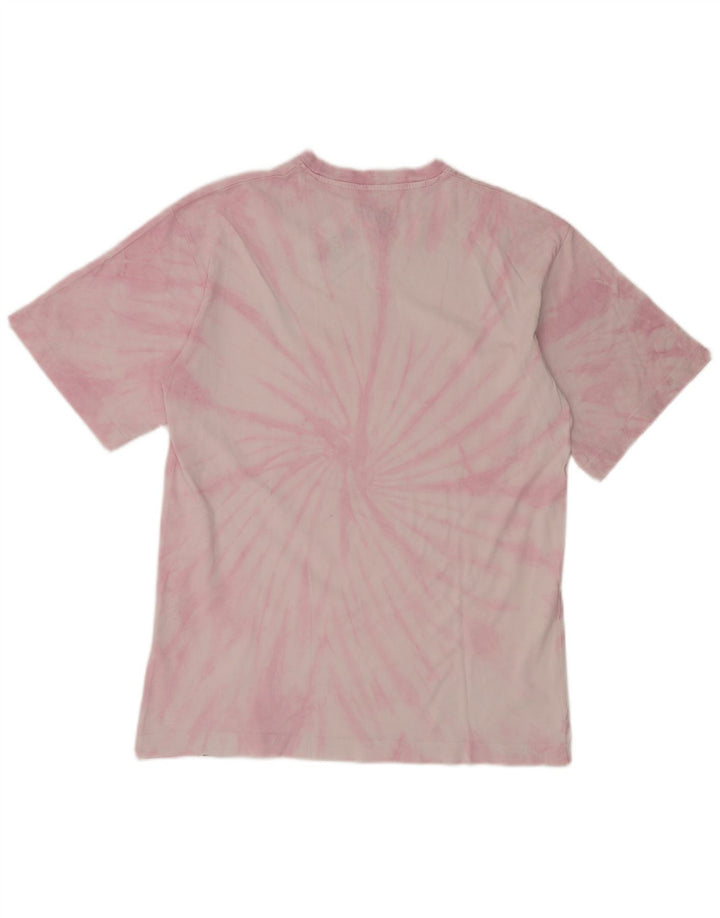 PULL & BEAR Mens Graphic T-Shirt Top Small Pink Tie Dye Cotton