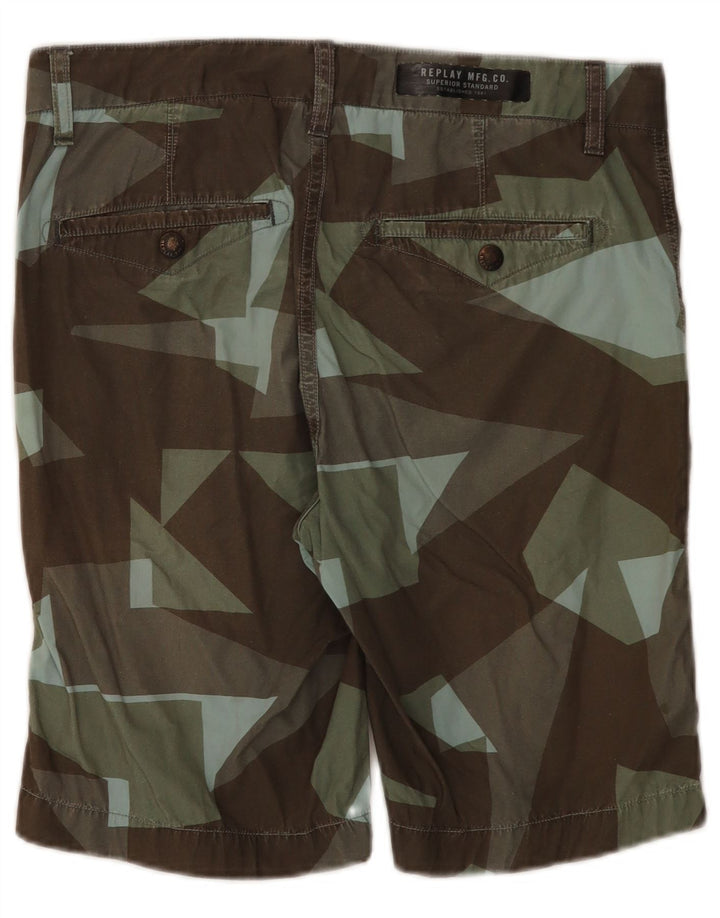 Replay Mens Chino Shorts W30 Medium  Multicoloured Geometric Cotton