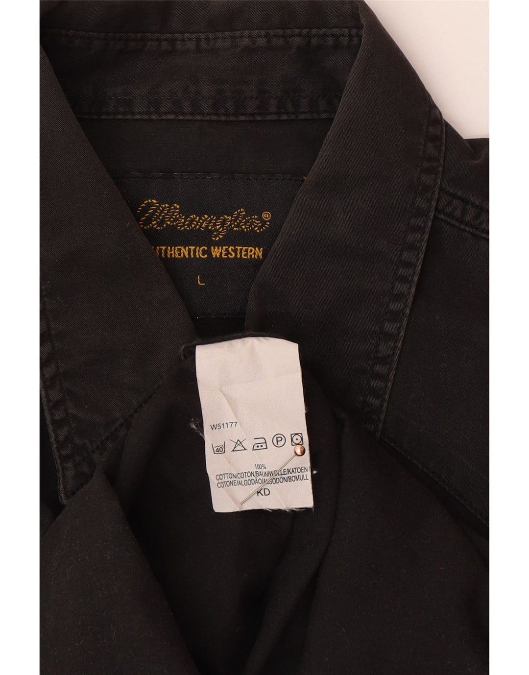 WRANGLER Mens Denim Shirt Large Black Cotton