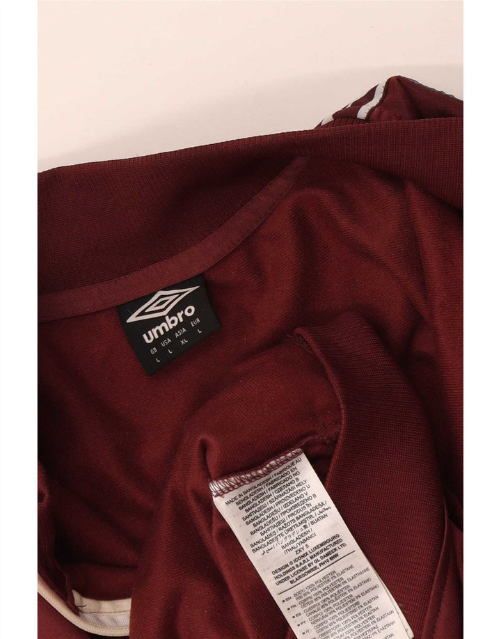 Umbro Womens Graphic Tracksuit Top Jacket UK 16 Large Burgundy Polyester