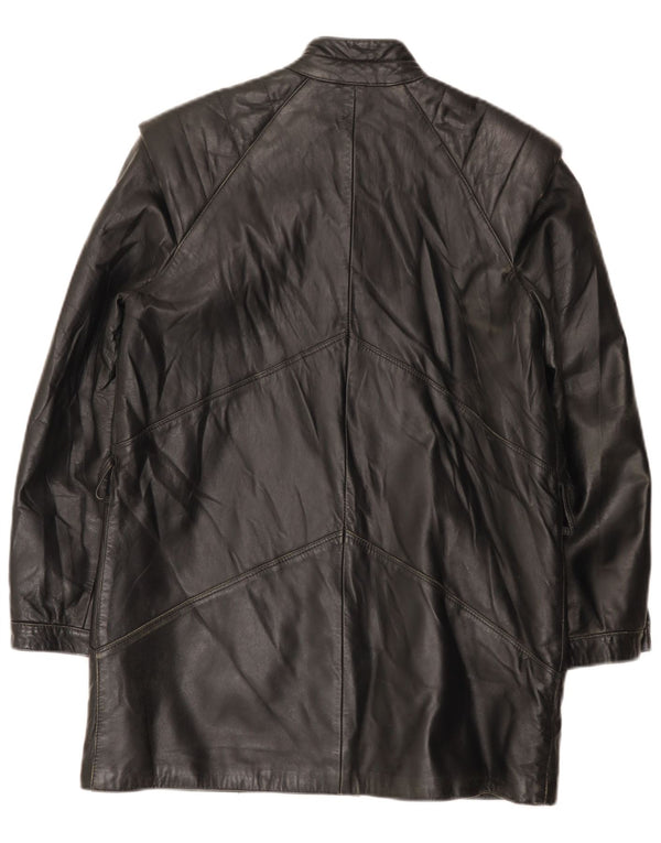 Vintage Womens Leather Coat IT 42 Medium Black