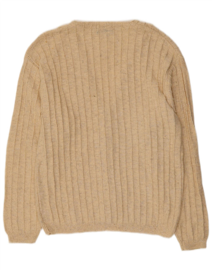 Vintage Mens Cardigan Sweater Medium Beige Cotton