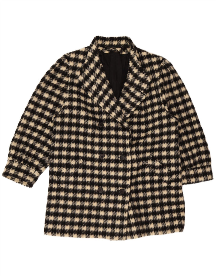 Canda Womens Double Breasted Coat EU 44 XL Beige Check New Wool