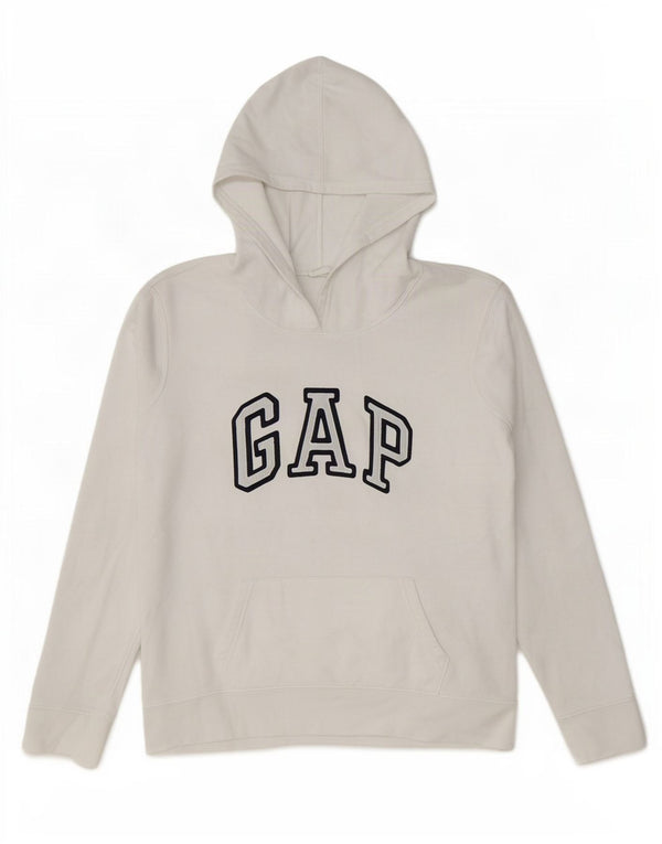 Gap Womens Graphic Hoodie Jumper UK 14 Medium White Cotton