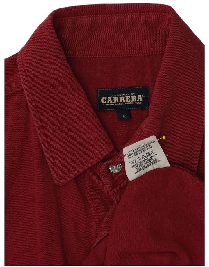 Carrera Mens Denim Shirt Large Burgundy Cotton