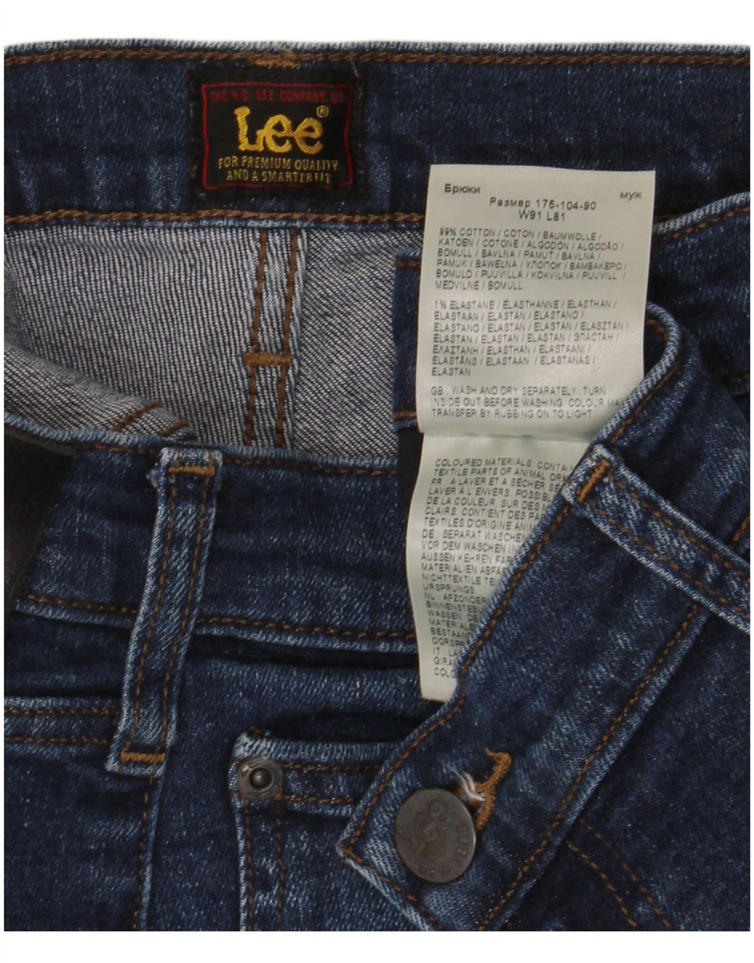 LEE Mens Slim Jeans W36 L32 Navy Blue Cotton