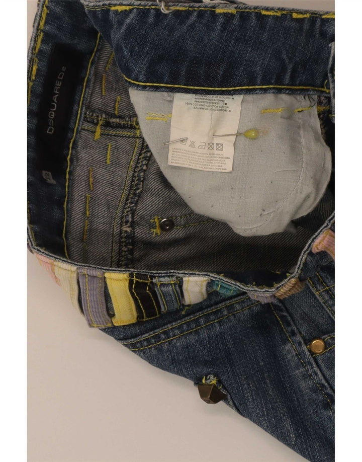Dsquared2 Womens Mini Denim Skirt IT 42 Medium W30 Blue Colourblock Cotton