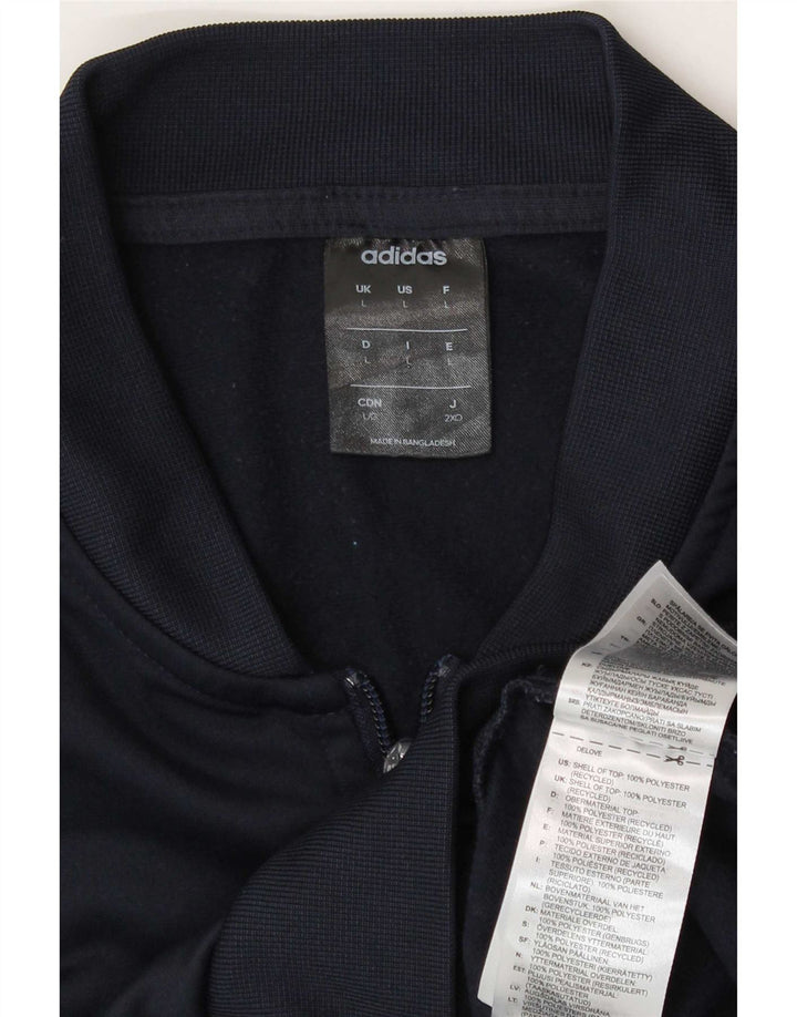 Adidas Mens Tracksuit Top Jacket Large Navy Blue Polyester