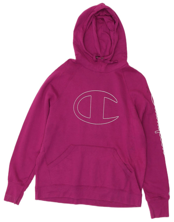 Champion Womens Graphic Hoodie Jumper UK 18 XL Purple Polyester