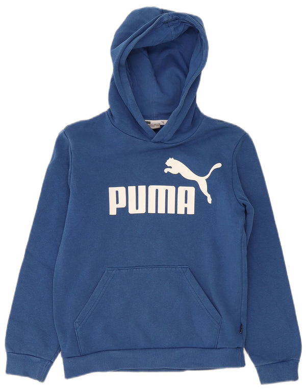 Puma Boys Graphic Hoodie Jumper 11-12 Years Blue Cotton