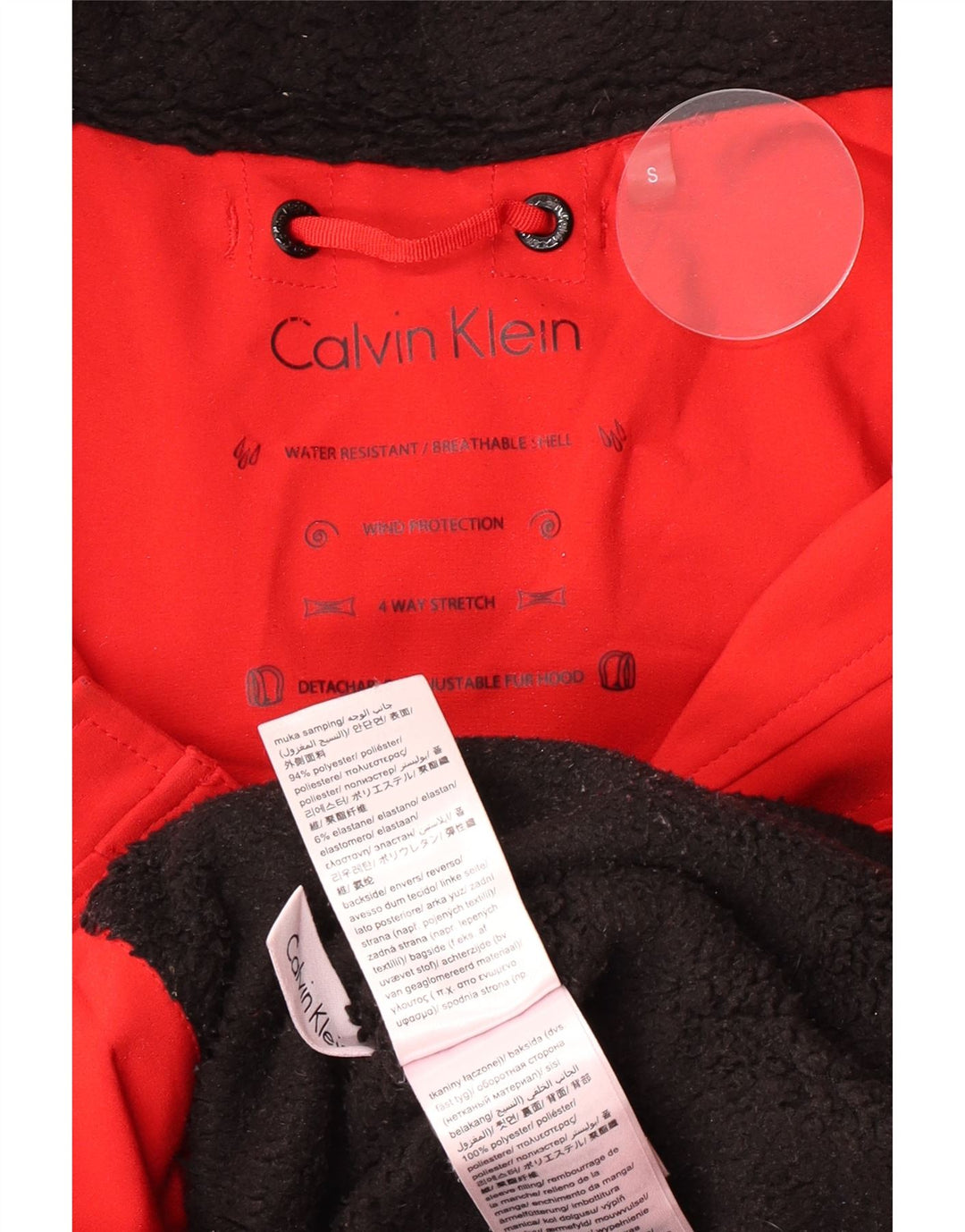 Calvin Klein Womens Hooded Parka Jacket UK 10 Small Red Polyester