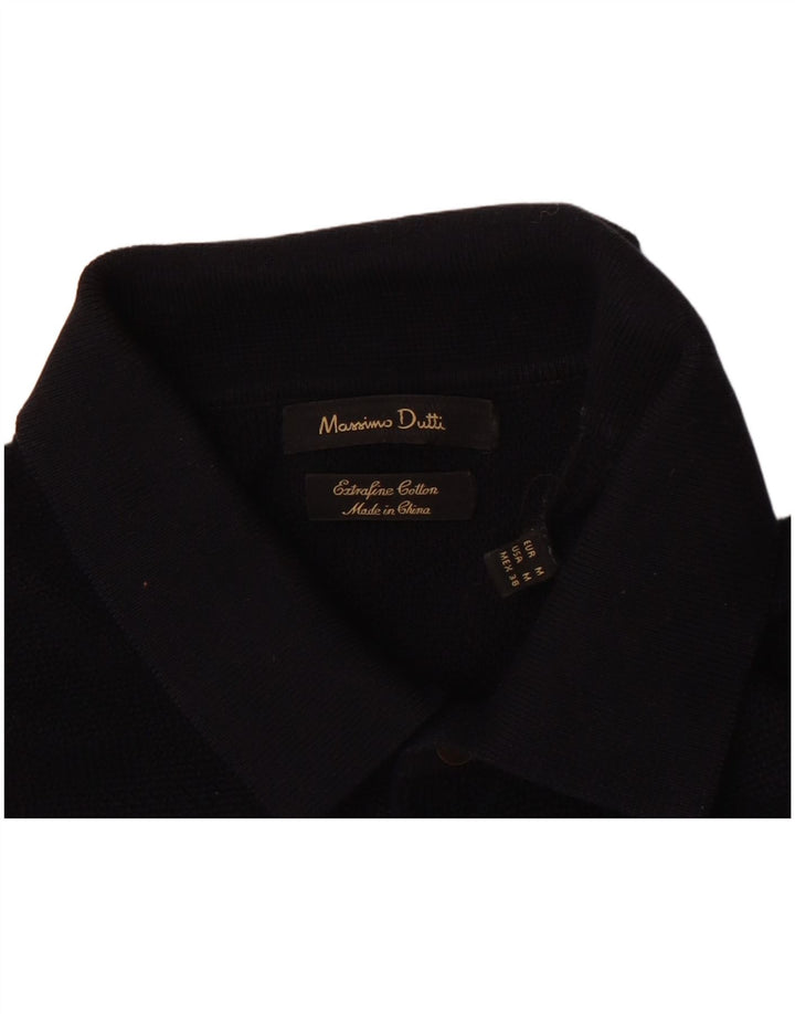 Massimo Dutti Mens Polo Shirt Medium Navy Blue