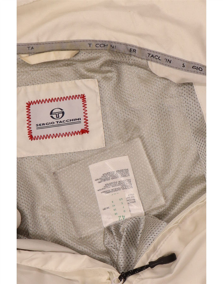 SERGIO TACCHINI Womens Rain Jacket IT 42 Medium White Polyester