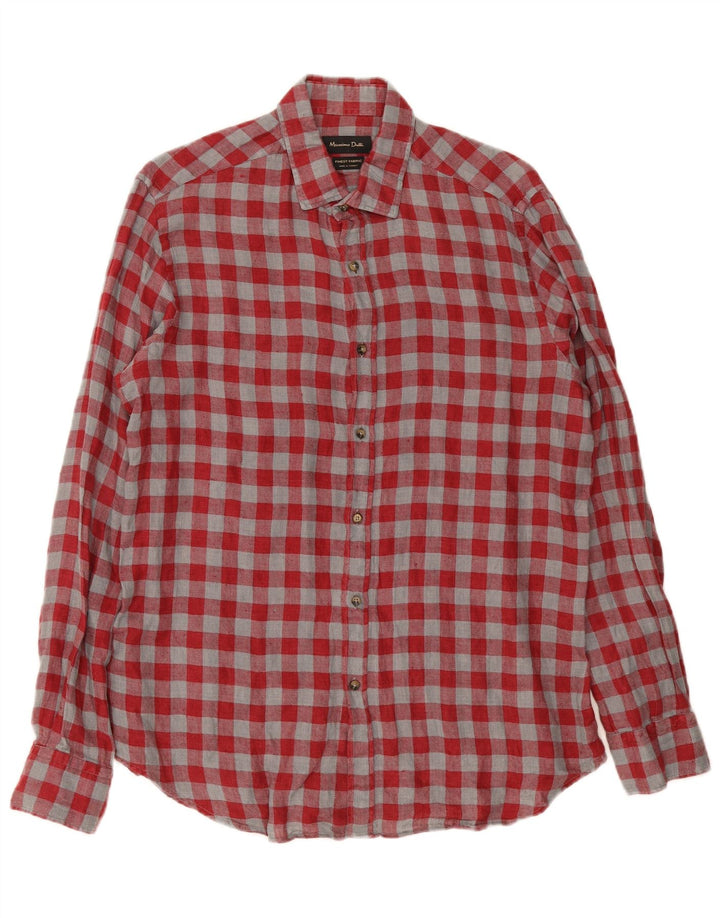 Massimo Dutti Mens Shirt Large Red Check
