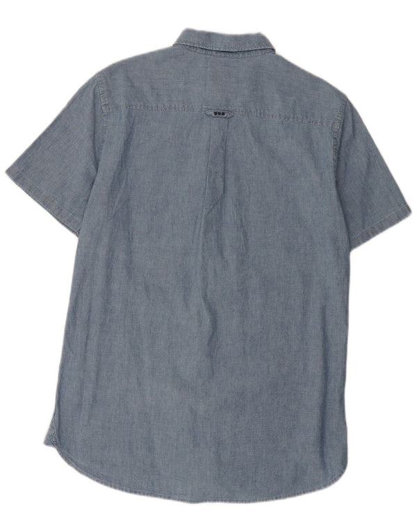 Superdry Mens Short Sleeve Shirt Small Blue Cotton