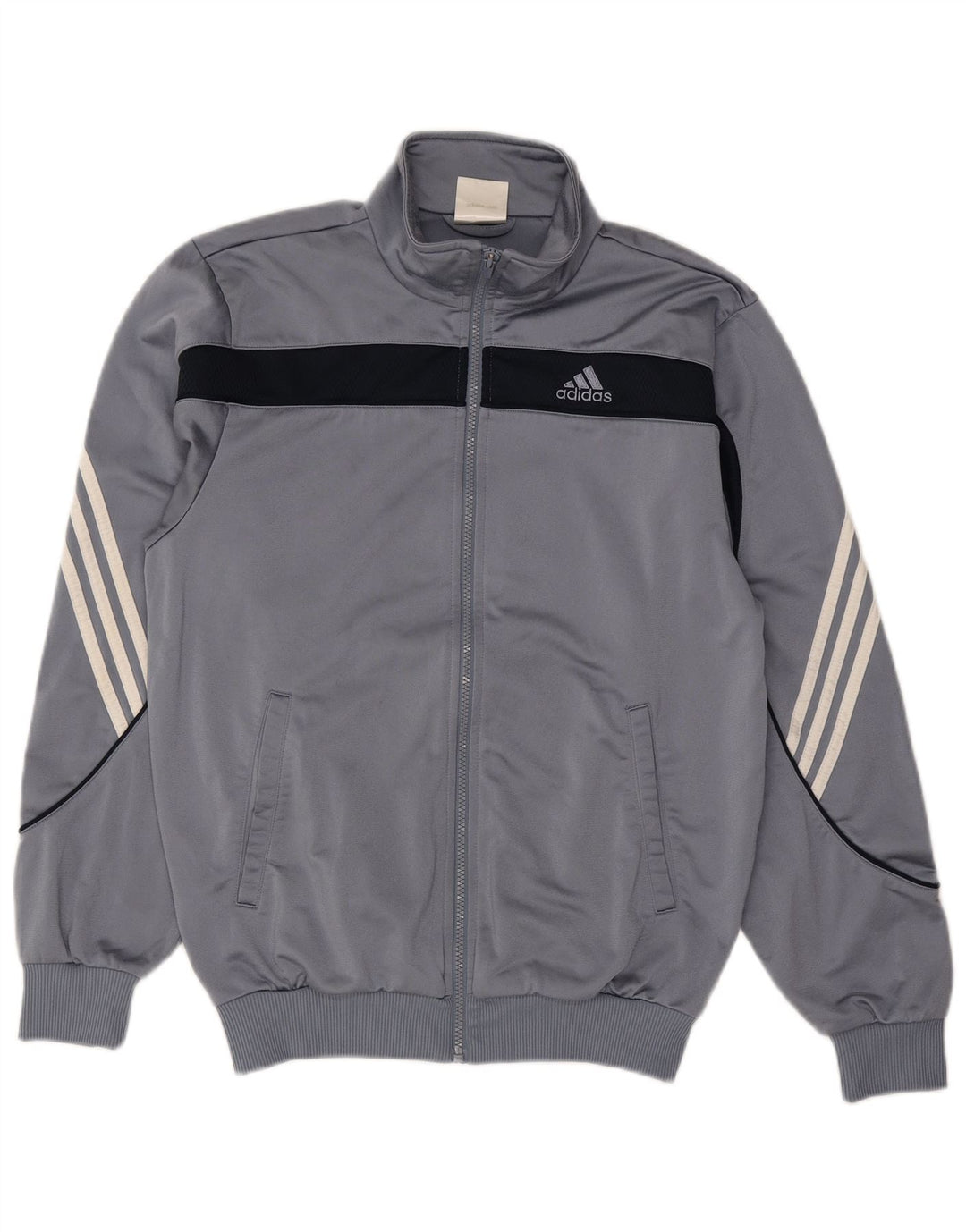 ADIDAS Mens Graphic Tracksuit Top Jacket UK 36/38 Small Grey Colourblock