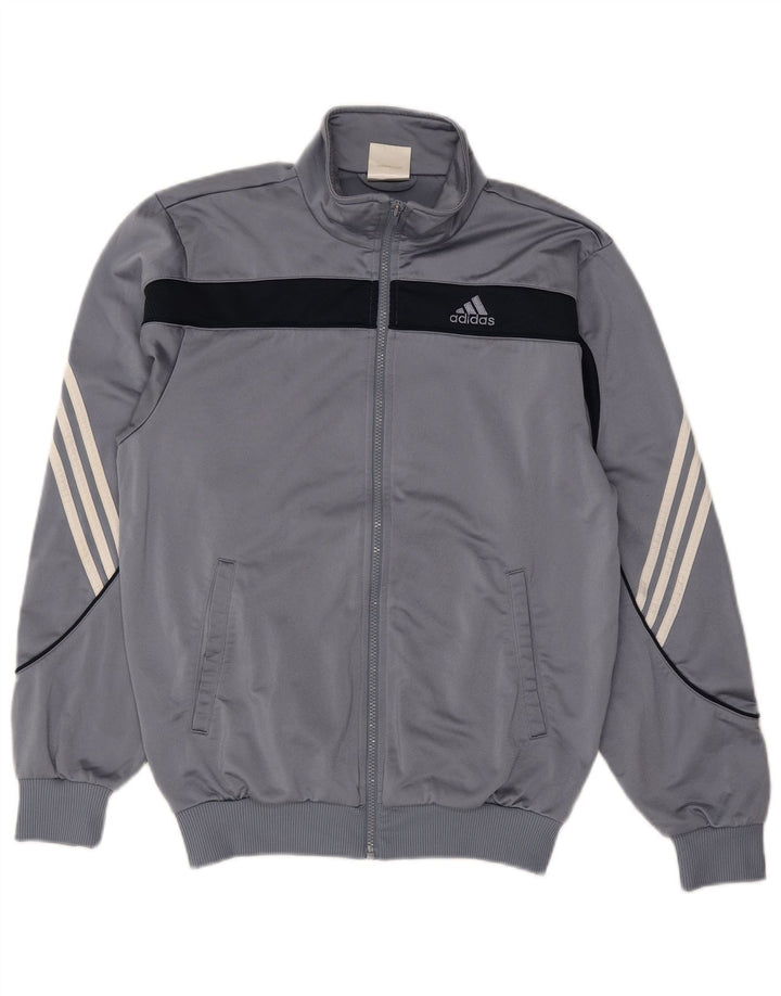 ADIDAS Mens Graphic Tracksuit Top Jacket UK 36/38 Small Grey Colourblock