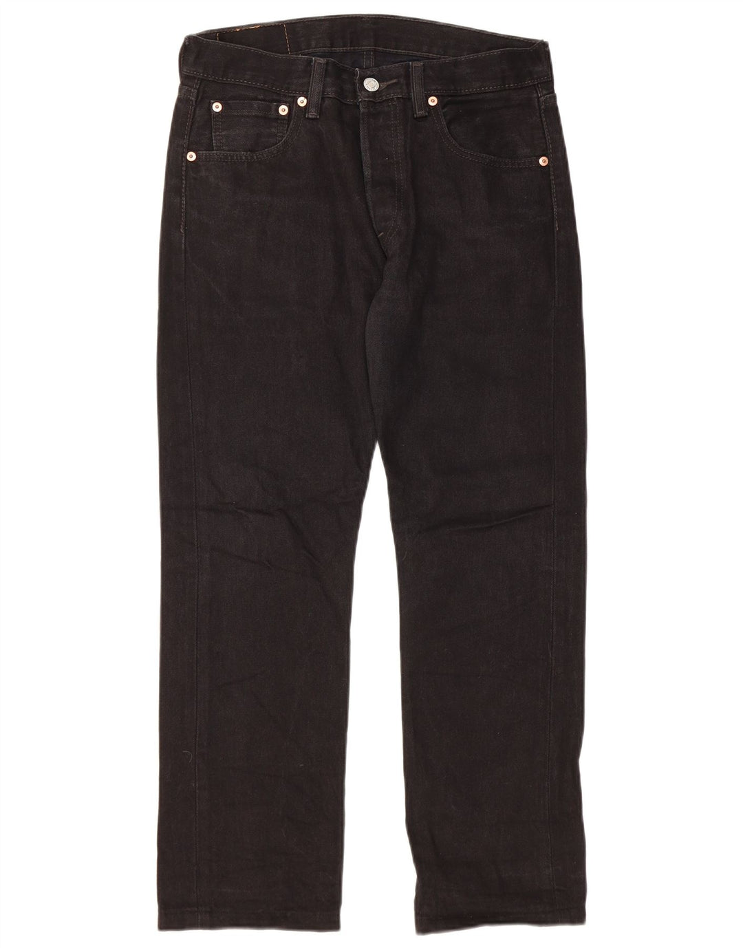 LEVI'S Mens 501 Straight Jeans W30 L26 Black Cotton