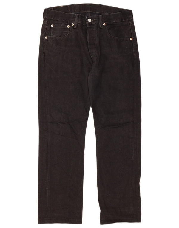 LEVI'S Mens 501 Straight Jeans W30 L26 Black Cotton